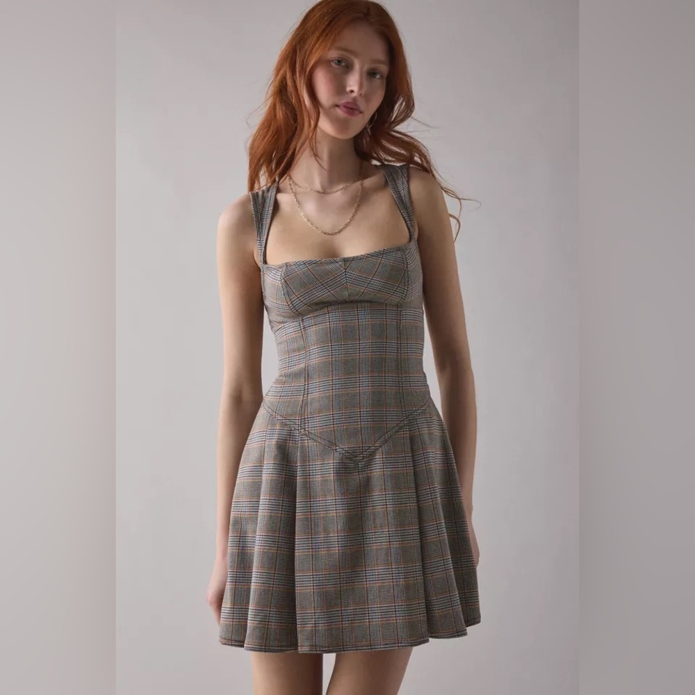 BDG Gray Plaid Midi Dress Size L